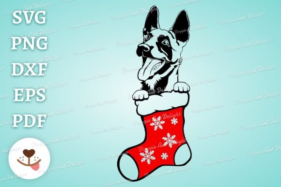 Cute Christmas Malinois Dog SVG Cut File Reviewed for Real Embroidery Use